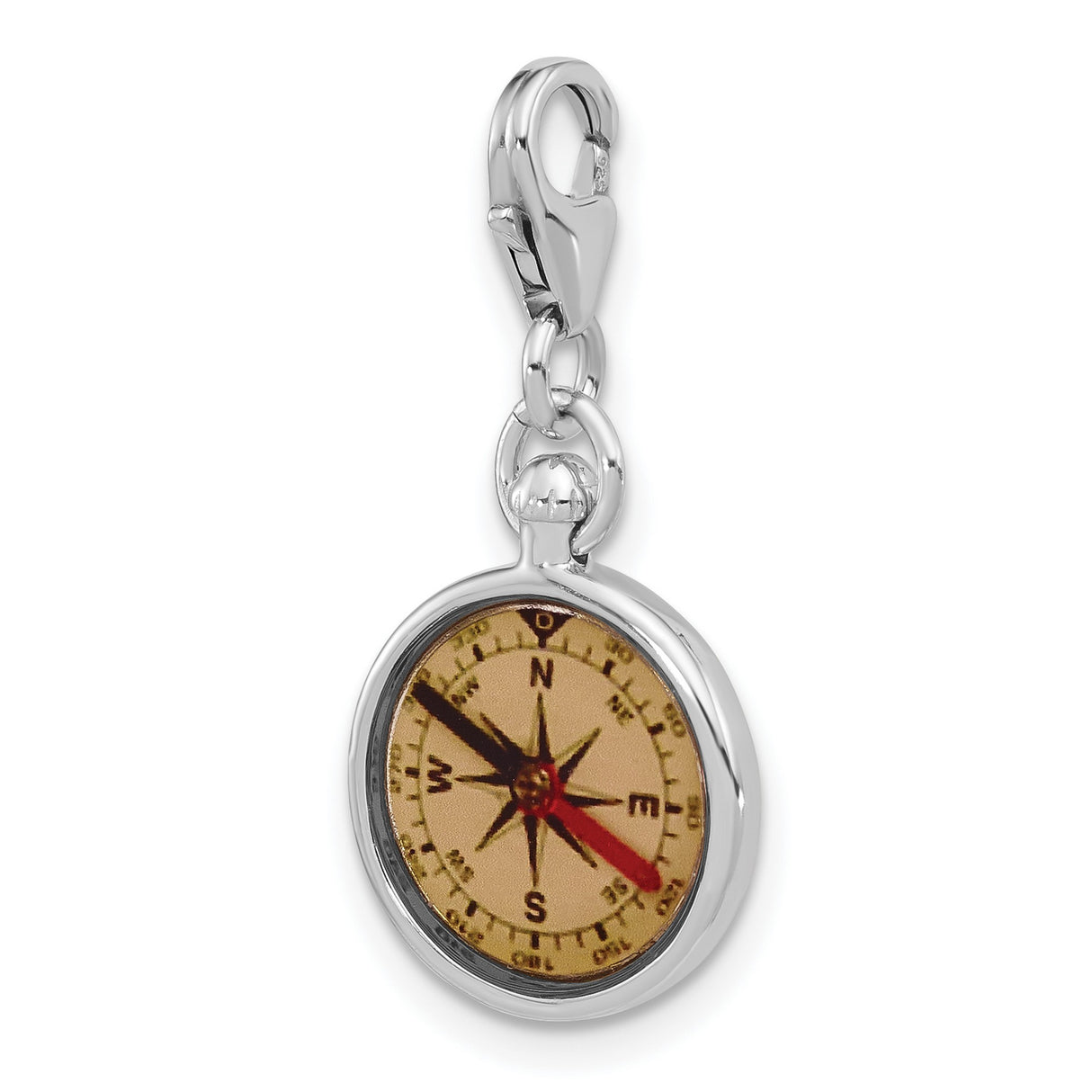 Sterling Silver Compass Charm Pendant, Reversible 3D Nautical Design, Unisex Adventure Jewelry