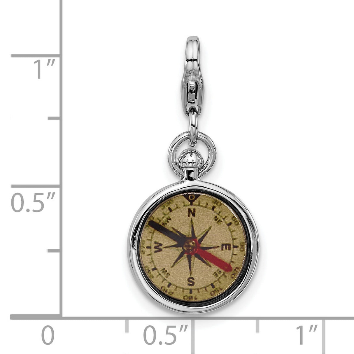 Sterling Silver Compass Charm Pendant, Reversible 3D Nautical Design, Unisex Adventure Jewelry