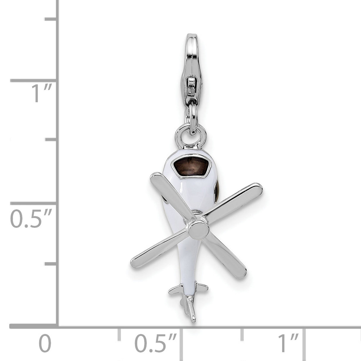 Sterling Silver Helicopter Pendant with Detailed Rotor and Cockpit Window, Aviation Jewelry