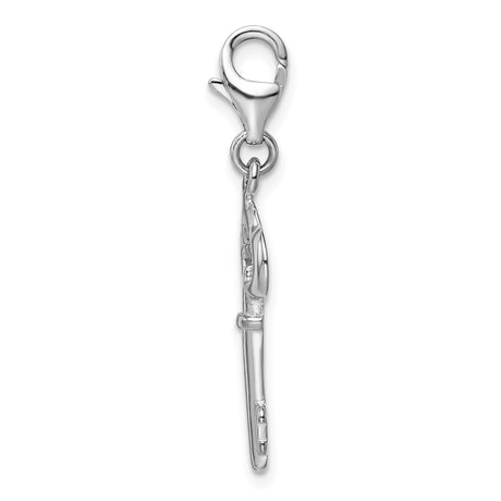 Sterling Silver Key Charm Pendant with Vintage Trefoil Top, Symbolic Skeleton Key Design for Women