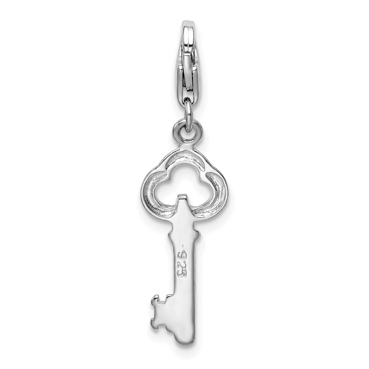 Sterling Silver Key Charm Pendant with Vintage Trefoil Top, Symbolic Skeleton Key Design for Women