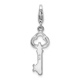 Sterling Silver Key Charm Pendant with Vintage Trefoil Top, Symbolic Skeleton Key Design for Women
