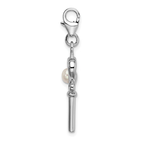 Sterling Silver Heart Key Pendant with White Pearl, Vintage Inspired Romantic Jewelry for Women