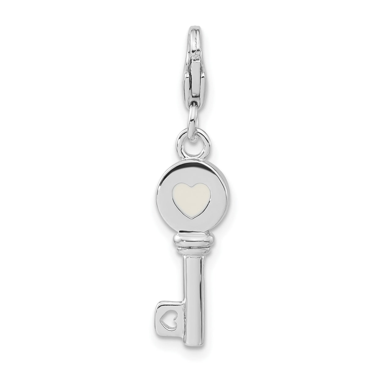 Sterling Silver Key Pendant with Heart Cutout Design, Romantic Jewelry for Women