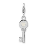 Sterling Silver Key Pendant with Heart Cutout Design, Romantic Jewelry for Women