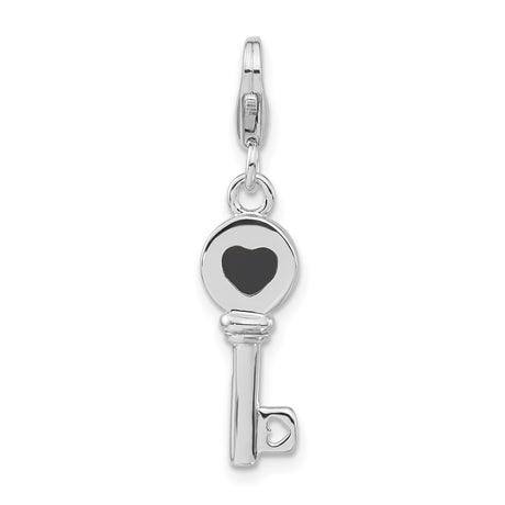 Sterling Silver Key Pendant with Heart Cutout Design, Romantic Jewelry for Women