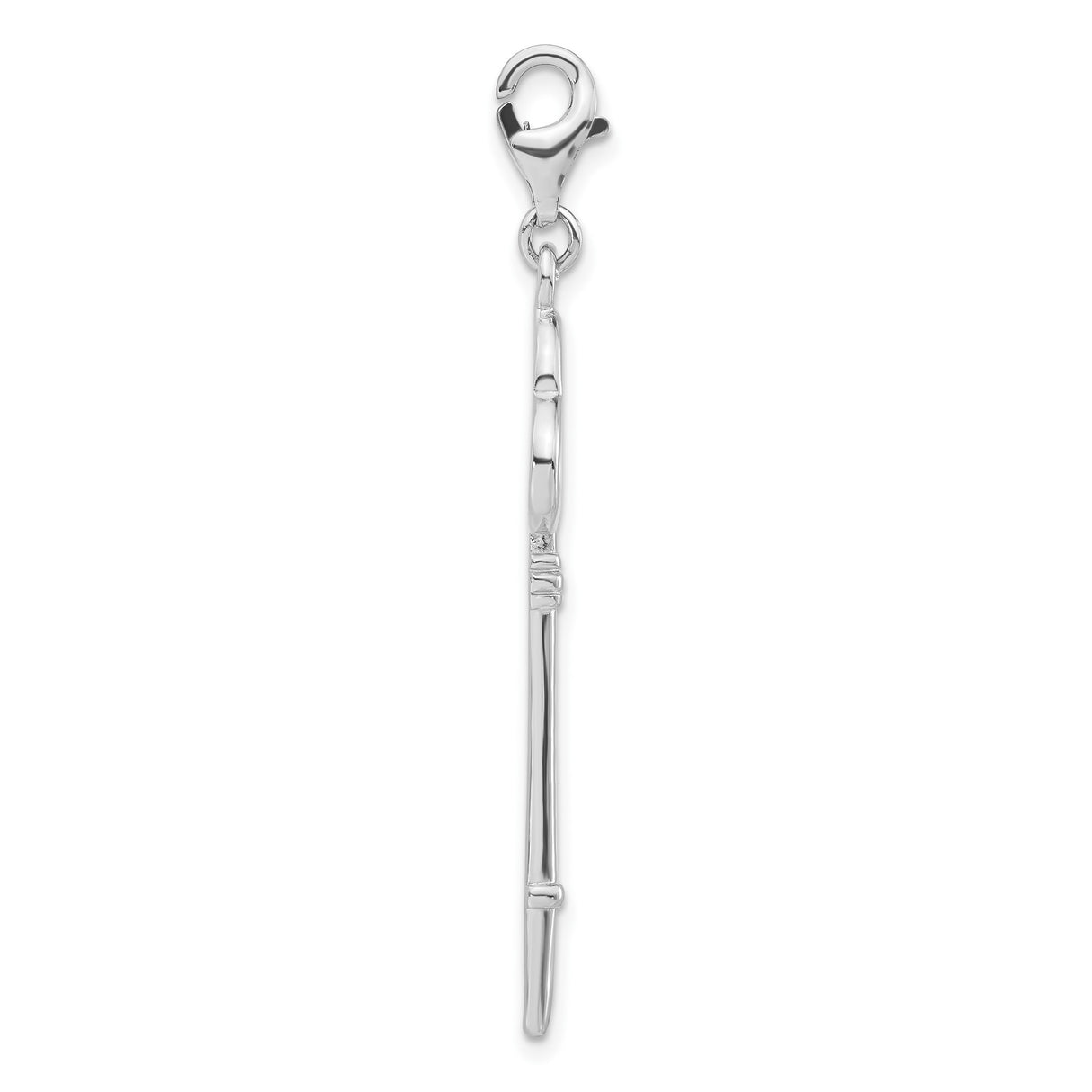 Sterling Silver Skeleton Key Pendant with Clover Design, Vintage Symbolic Jewelry Charm