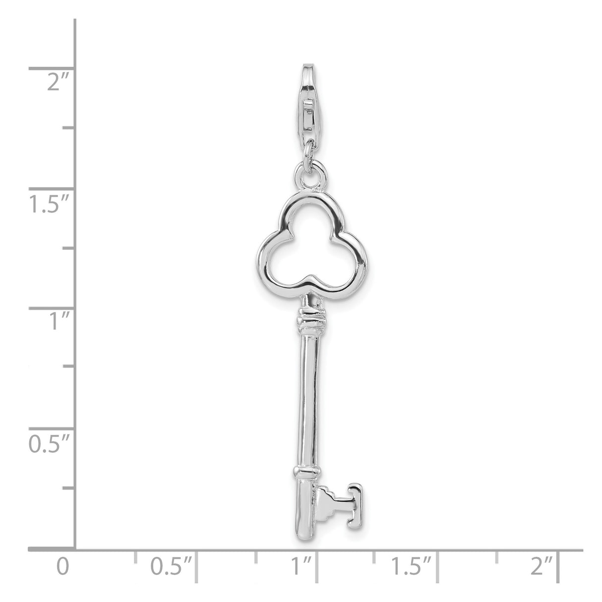 Sterling Silver Skeleton Key Pendant with Clover Design, Vintage Symbolic Jewelry Charm