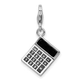 Sterling Silver Calculator Charm Pendant with Keypad Design, Educational Math Jewelry