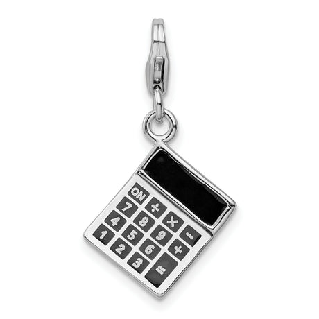 Sterling Silver Calculator Charm Pendant with Keypad Design, Educational Math Jewelry