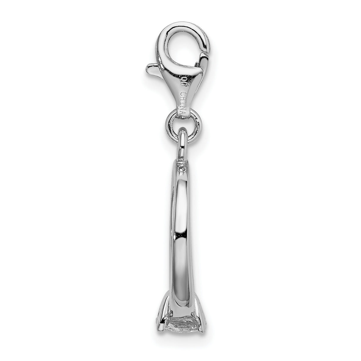 Sterling Silver Engagement Ring Charm Pendant with Cubic Zirconia, Solitaire Style