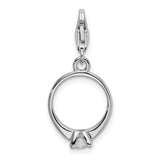 Sterling Silver Engagement Ring Charm Pendant with Cubic Zirconia, Solitaire Style