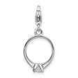 Sterling Silver Engagement Ring Charm Pendant with Cubic Zirconia, Solitaire Style