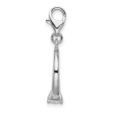 CZ Wedding Ring Clip-On Charm Pendant in Real 925 Sterling Silver