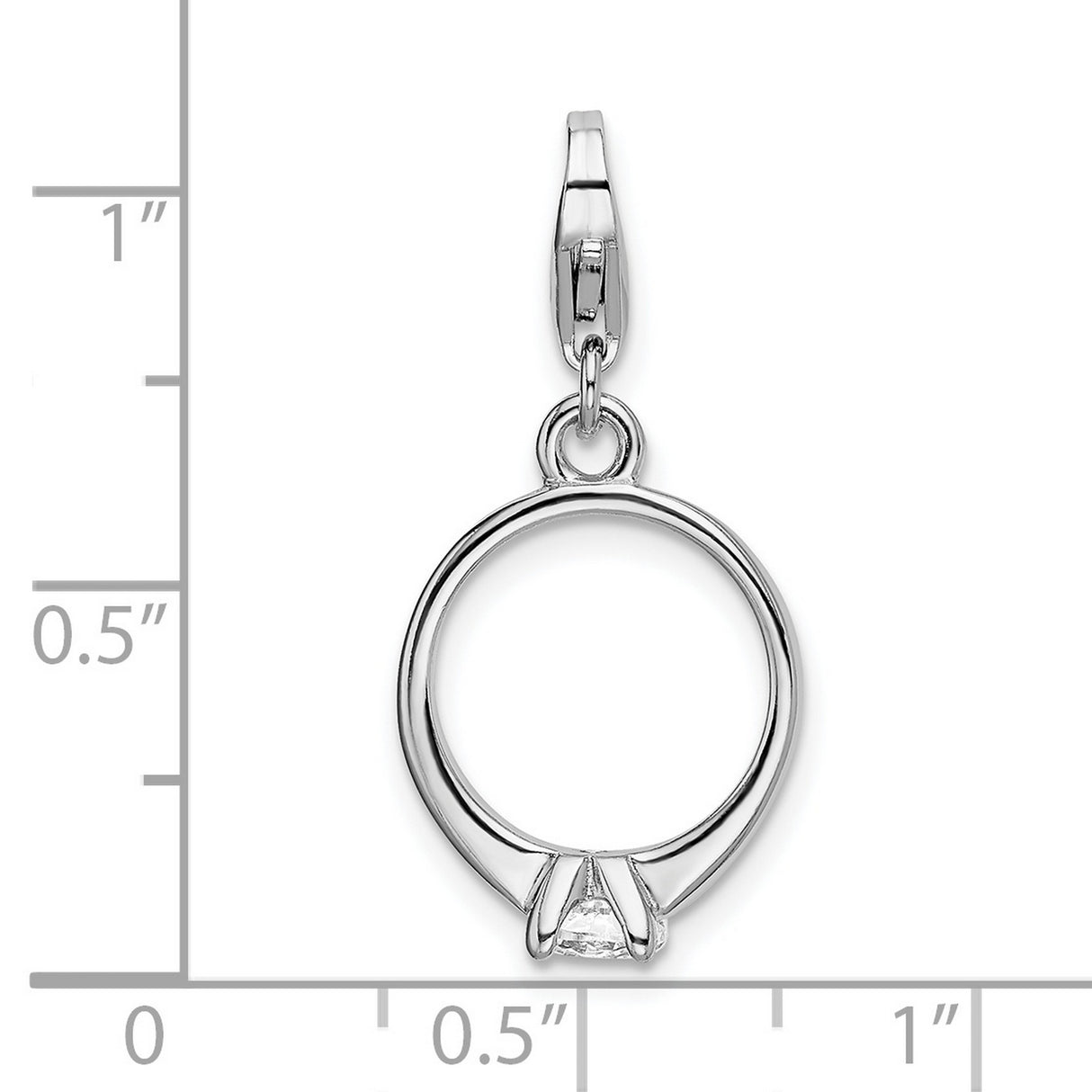 CZ Wedding Ring Clip-On Charm Pendant in Real 925 Sterling Silver