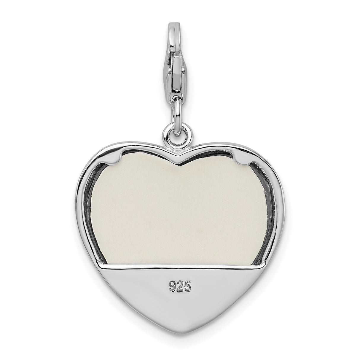 Sterling Silver Heart Locket Pendant with Blue Enamel MOM and Floral Scroll Design