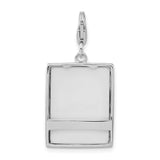 Sterling Silver Photo Frame Pendant with Pink and Orange Enamel Butterflies and Floral Accents