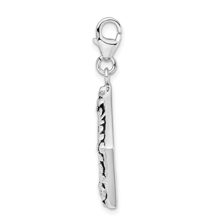 Sterling Silver Floral Pendant with Diamond Frame and Openwork Scroll Design