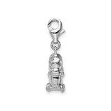 Sterling Silver Charm Pendant with Baby Stroller Design, Symbolizing Motherhood and New Birth