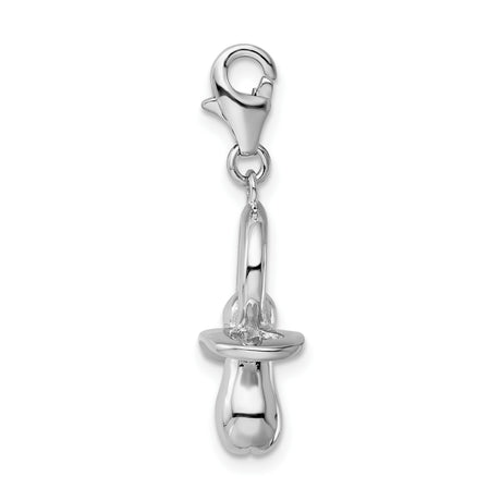 Sterling Silver Pacifier Charm Pendant, Detailed Baby Symbol, Sentimental Motherhood Jewelry