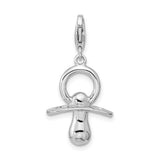 Sterling Silver Pacifier Charm Pendant, Detailed Baby Symbol, Sentimental Motherhood Jewelry