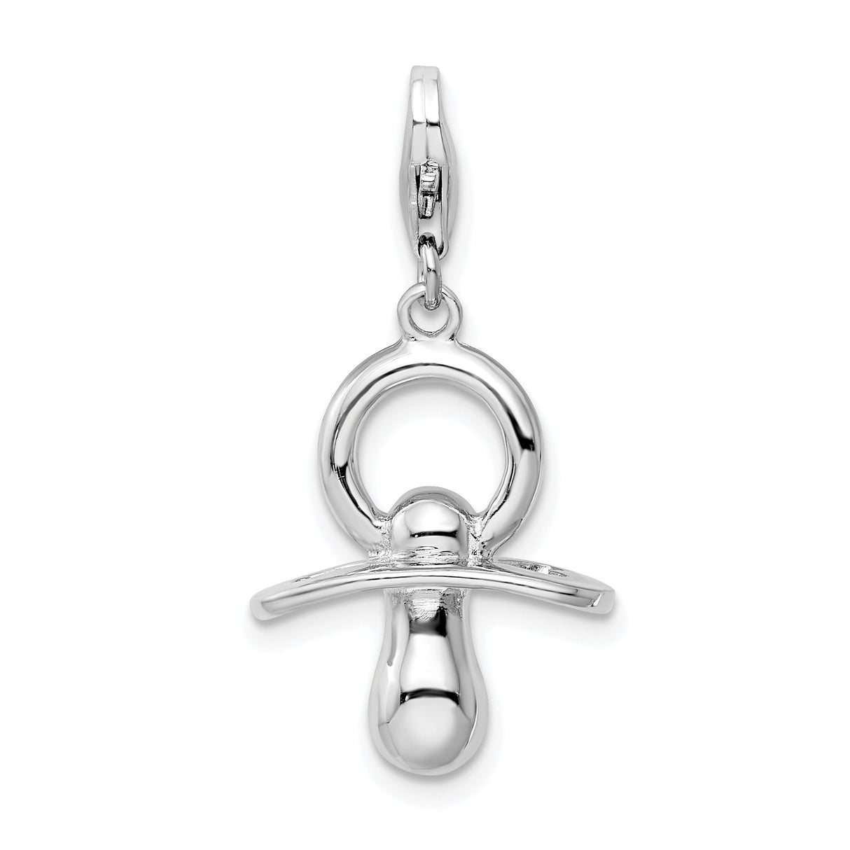 Sterling Silver Pacifier Charm Pendant, Detailed Baby Symbol, Sentimental Motherhood Jewelry
