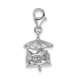 Sterling Silver Carousel Pendant with Movable Horse Figures, Vintage Carnival Theme Jewelry