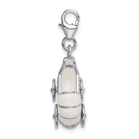 Sterling Silver Stroller Charm Pendant with Lobster Clasp, Baby Carriage Design for Bracelets