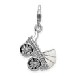 Sterling Silver Stroller Charm Pendant with Lobster Clasp, Baby Carriage Design for Bracelets