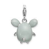 Sterling Silver Mouse Pendant Charm with Enamel Detailing, 3D Kawaii Animal Design