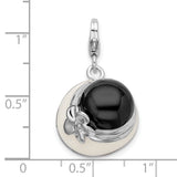 Sterling Silver Flower Pendant with Polished Black Onyx, Floral Minimalist Design for Women