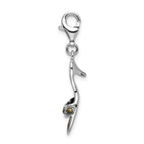 Sterling Silver Sandal Charm Pendant with Marcasite and Black Enamel, Summer Shoe Design for Women