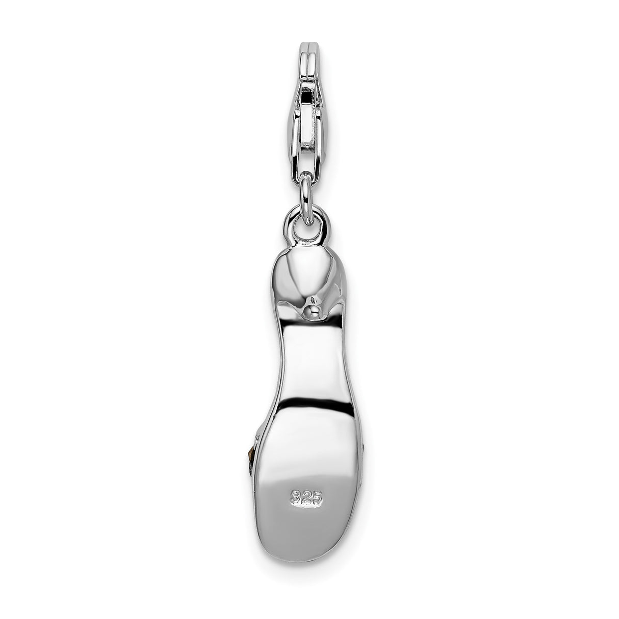 Sterling Silver Sandal Charm Pendant with Marcasite and Black Enamel, Summer Shoe Design for Women