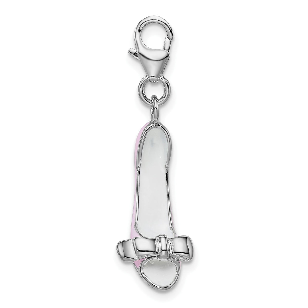 Sterling Silver Stiletto Charm with Pink Enamel, High Heel Shoe Pendant for Women