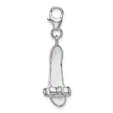 Sterling Silver Stiletto Charm with Pink Enamel, High Heel Shoe Pendant for Women