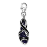 Sterling Silver High Heel Shoe Charm Pendant with Black Enamel and Lobster Clasp