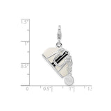 Sterling Silver Purse Pendant Charm with Movable Handbag Design and Enamel Detailing