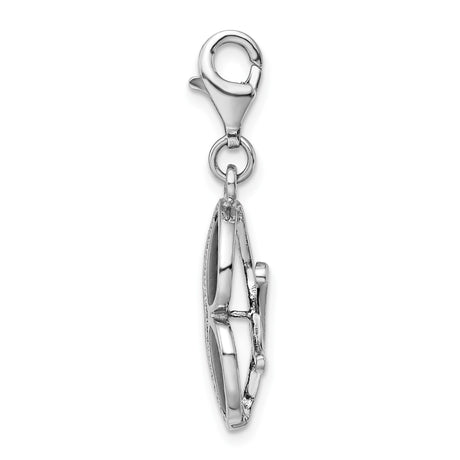 Sterling Silver Cat-Eye Pendant with Black Enamel, Retro Sunglasses Charm