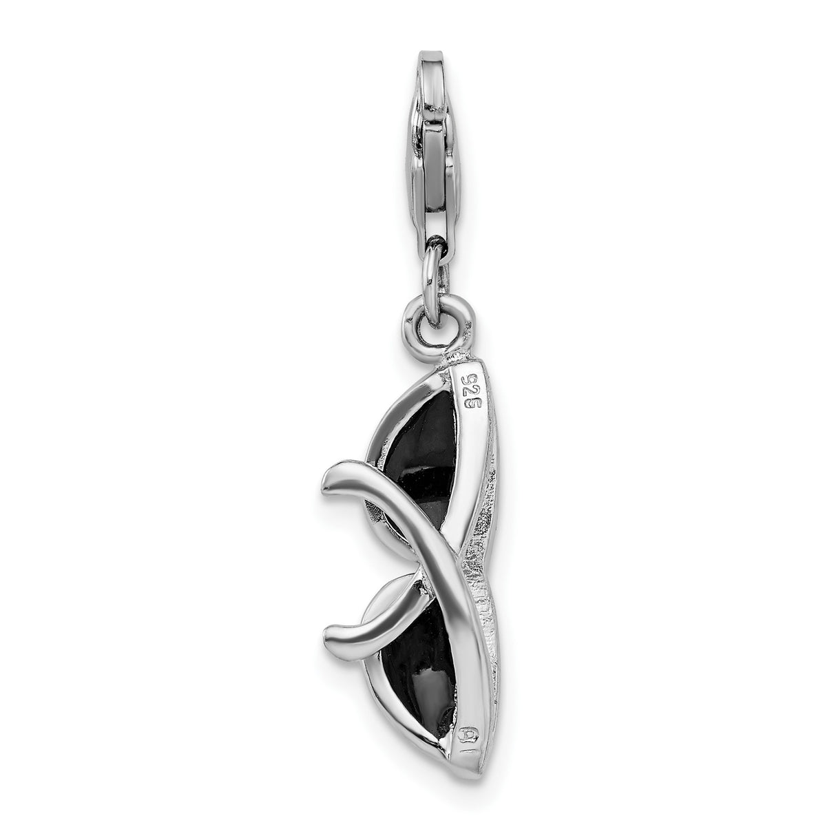 Sterling Silver Cat-Eye Pendant with Black Enamel, Retro Sunglasses Charm