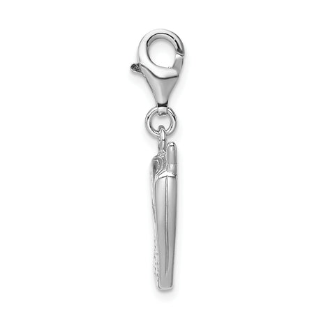 Sterling Silver Cell Phone Pendant Charm with Cubic Zirconia, Retro Tech Style