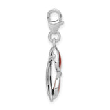 Sterling Silver Charm, Pink Enamel Heart Sunglasses Dangle Pendant, Youth Style Jewelry