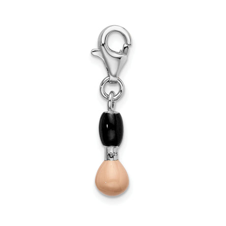 Sterling Silver Boxing Glove Charm with Black and Beige Enamel, Dangle Pendant for Strength and Motivation