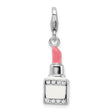 Pink Lipstick Clip-On Charm Pendant in Real 925 Sterling Silver