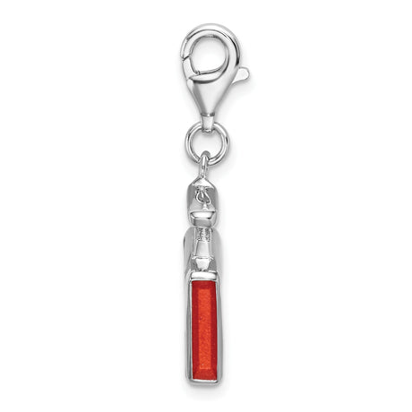 Sterling Silver Perfume Bottle Charm Pendant with Red Enamel and Floral Design, Vintage Style