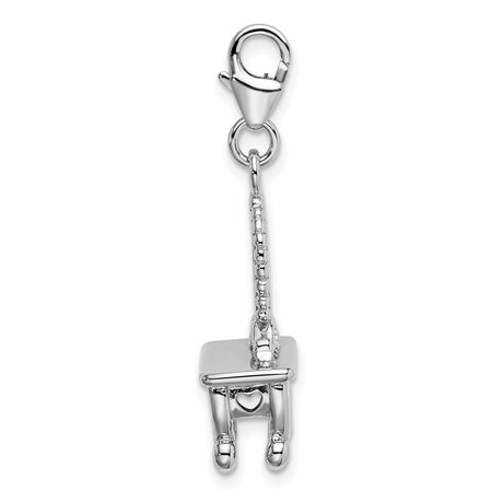 Sterling Silver Vanity Table Charm Pendant with Ornate Vintage Scrollwork Design for Women