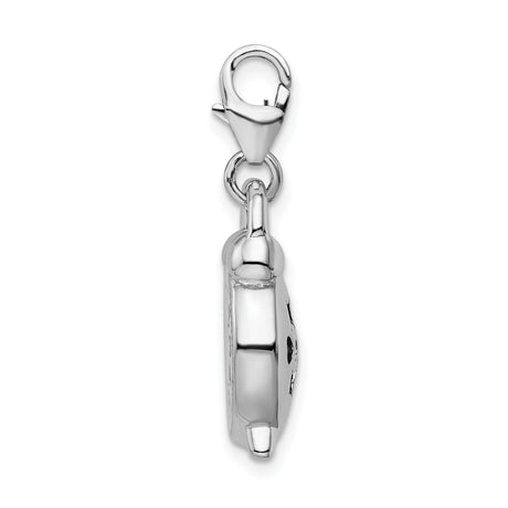 Sterling Silver Alarm Clock Charm Pendant, Vintage Style Clock Face Design