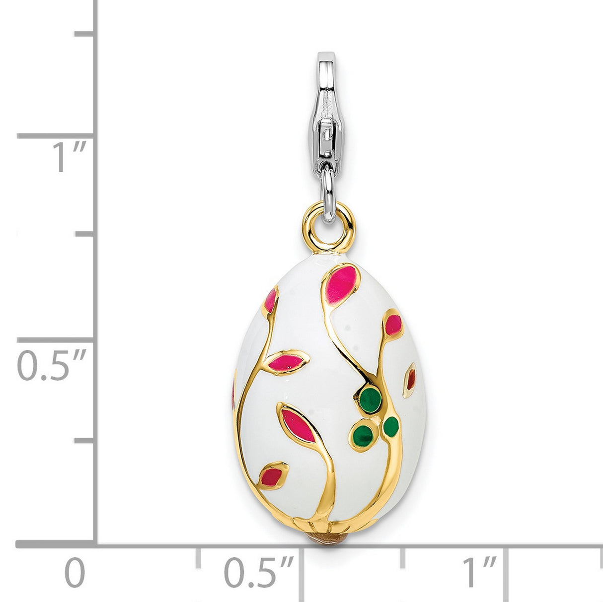 White Egg Clip-On Charm Pendant in Real 925 Sterling Silver