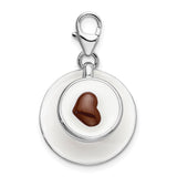 3-D Cappuccino Clip-On Charm Pendant in Real 925 Sterling Silver