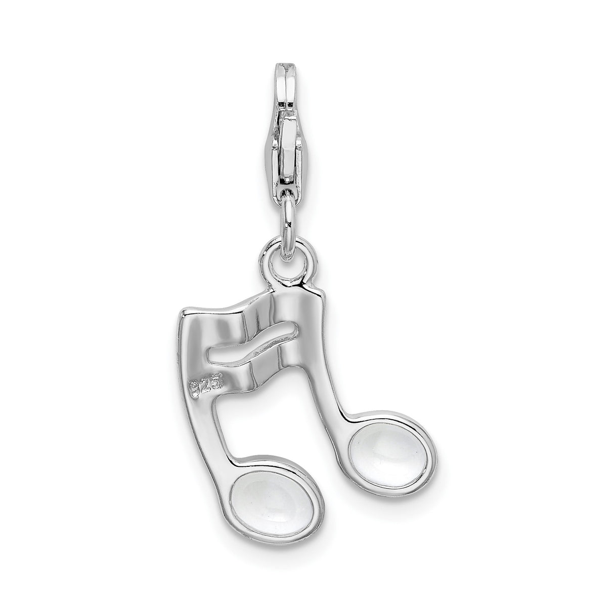 Sterling Silver Music Note Pendant with Polished Double Eighth Note Design