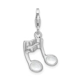 Sterling Silver Music Note Pendant with Polished Double Eighth Note Design
